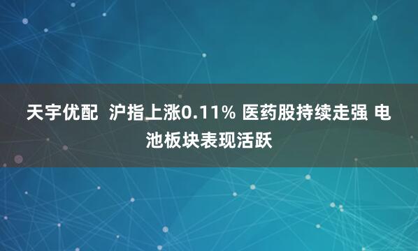 天宇优配  沪指上涨0.11% 医药股持续走强 电池板块表现活跃