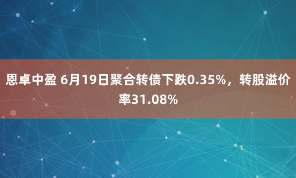 恩卓中盈 6月19日聚合转债下跌0.35%，转股溢价率31.08%